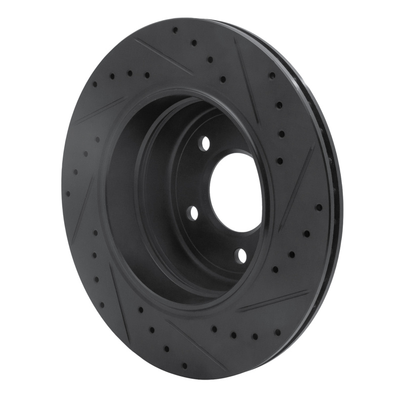 BMW 528I xDrive Brake Rotor (1) - Rear Left - R1 Concepts - Drilled & Slotted - Black - `06-`10